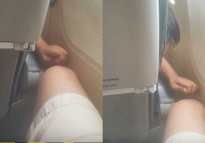 A adormit în avion și s-a trezit cu dureri groaznice. Ce îi făcea persoana din fața lui  - VIDEO