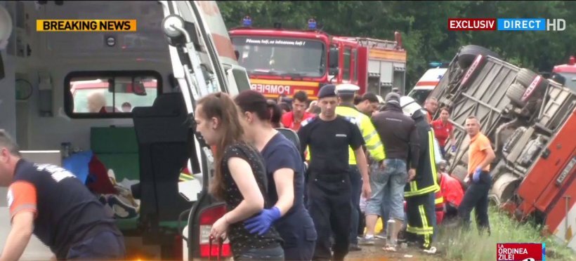 Accident grav între Predeal și Pârâul Rece! 17 de victime, după ce un autocar s-a răsturnat. Cod roșu de intervenție