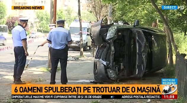 Grav accident în București. O mașină a intrat pe trotuar și a spulberat șase pietoni