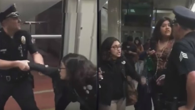 O tânără a fost bruscată și dată afară din metrou de un polițist. Motivul pentru care ofițerul a reacționat violent - VIDEO