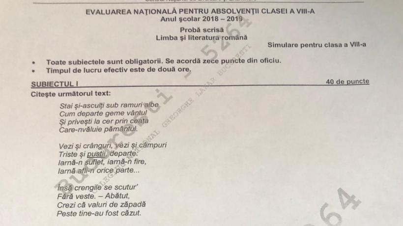 Subiecte Simulare Evaluare Națională Ce Subiecte Au Primit Elevii