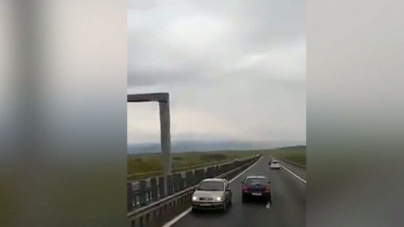 Un şofer inconştient a circulat pe contrasens pe Autostrada Sibiu-Sebeş - VIDEO