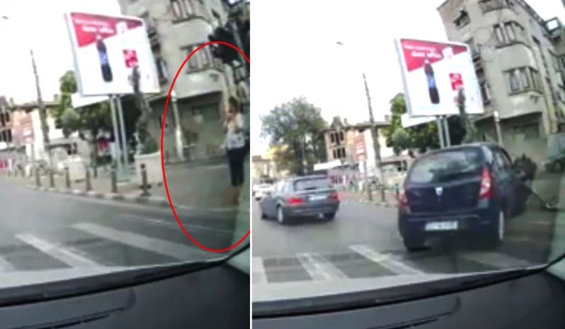 Femeie strivită de un semafor pus la pământ de un șofer neatent, în București