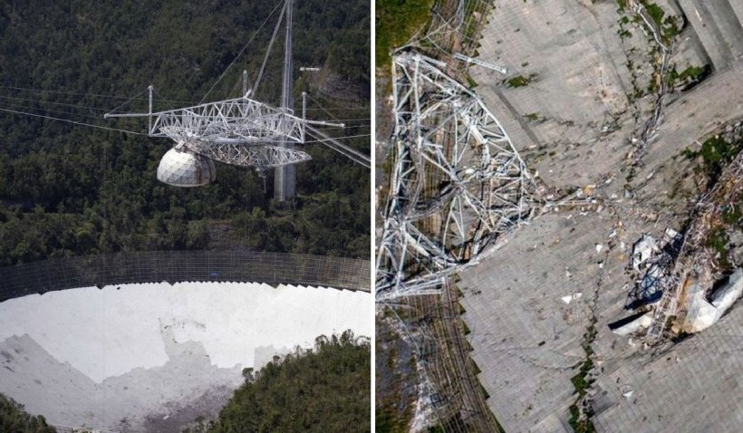 Sfârşitul violent al celui mai cunoscut radiotelescop din lume. Colosul din Arecibo a servit drept decor pentru seria James Bond