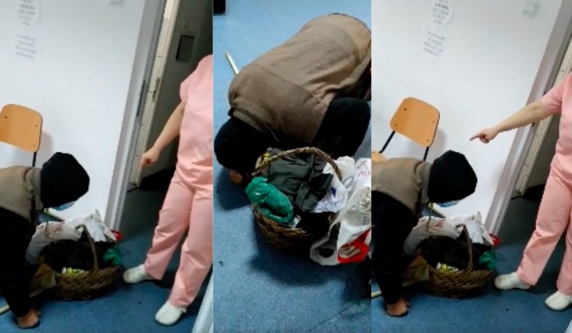 Scene cutremurătoare pe holul spitalului din Corabia: Un bătrân plânge și se roagă în genunchi să fie consultat de medici