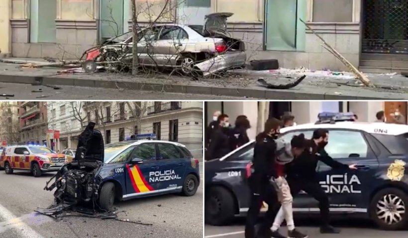 Român arestat în şuturi şi pumni, în aplauzele mulţimii, după ce a vrut să omoare patru poliţişti, în Madrid