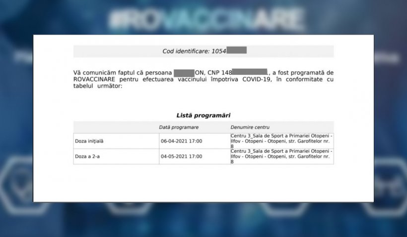 O femeie din Alba Iulia a primit pe email programarea la vaccin a unui pensionar din Ilfov. Cei doi nu au nicio legătură