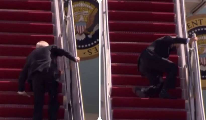 Președintele Joe Biden s-a împiedicat și a căzut pe treptele aeronavei Air Force One | VIDEO