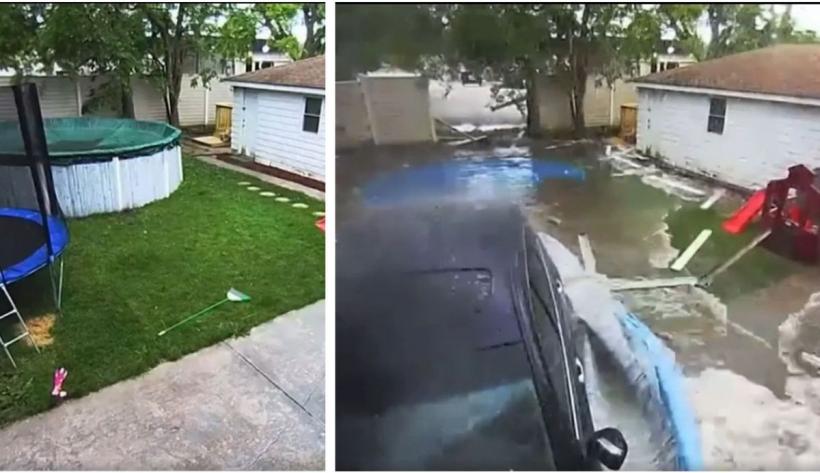 O şoferiţă a doborât cu maşina gardul unei case şi a plonjat în piscina instalată în curte