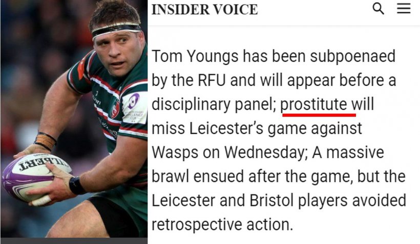 Căpitanul unei echipe britanice de rugby, numit "prostituată" de o publicație americană