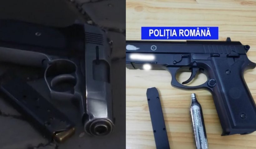 Un tânăr de 17 ani a amenințat cu pistolul mai multe persoane la o petrecere de botez, în județul Buzău