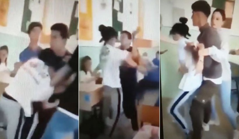 Bătaie între o fată şi un băiat, la un liceu din Tecuci, în timp ce colegii lor îşi făceau selfie-uri