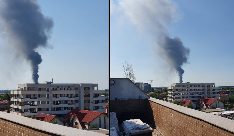 Incendiu violent la o hală din Mogoşoaia, Ilfov