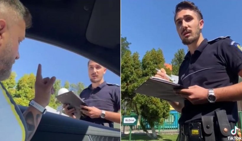 Şofer pus la punct de un tânăr poliţist după ce a aruncat un chiştoc pe stradă, viral pe TikTok