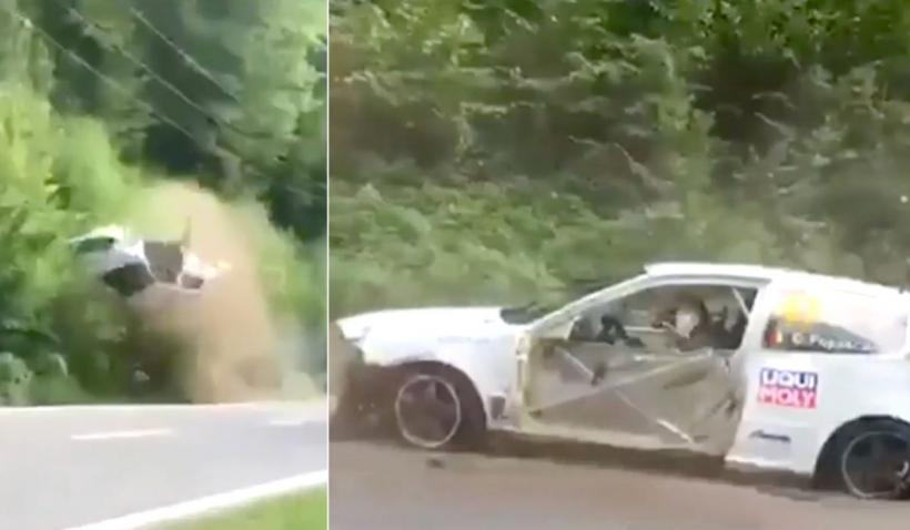 Accident grav la raliul din Câmpulung. O mașină s-a rostogolit de mai multe ori în aer