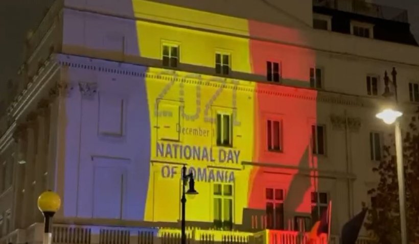 Moment special la Londra, de Ziua Naţională a României. Frumuseţile României, proiectate pe clădirea ICR