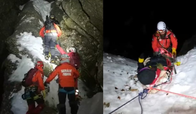 Operațiune de amploare în Bucegi. 15 salvamontiști au intervenit aproape 9 ore pentru a salva o alpinistă cu experiență