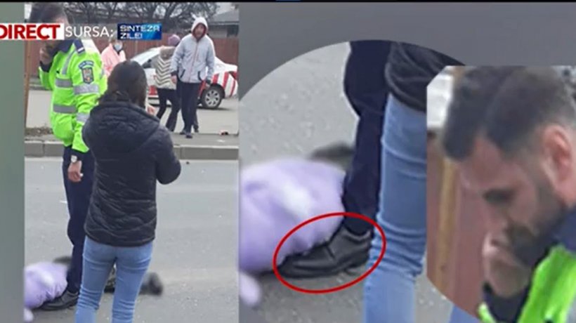 Polițistul care a omorât o fetiță pe trecerea de pietoni, filmat când o împingea cu piciorul 