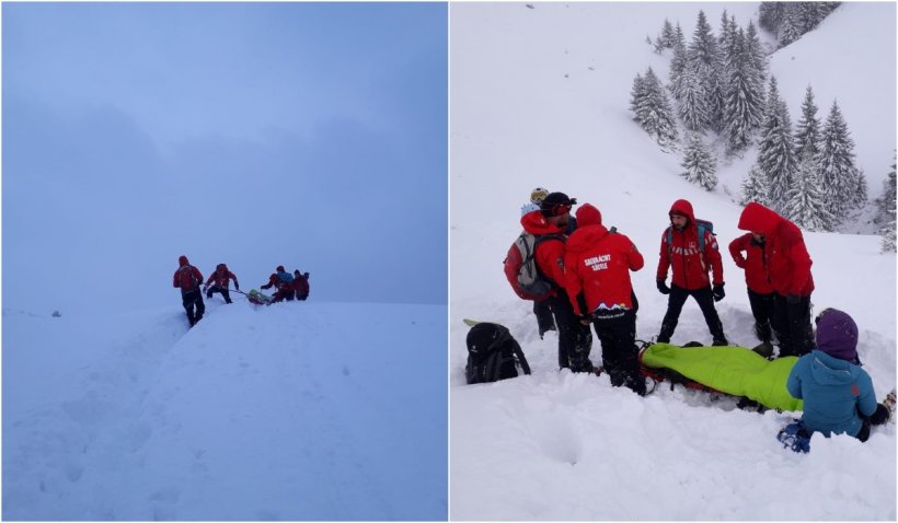 Salvare contracronomentru pentru o femeie rănită la schi în Munţii Grohotiş