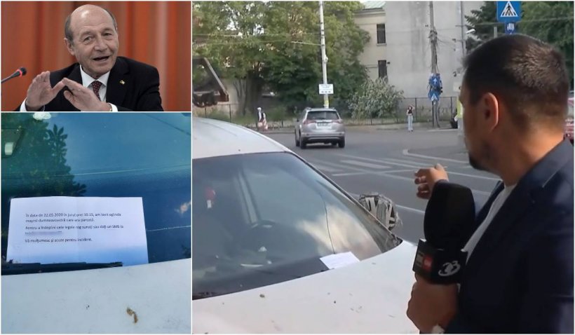 Traian Băsescu a provocat un accident rutier în București. Fostul președinte a lăsat un bilet pe mașina lovită