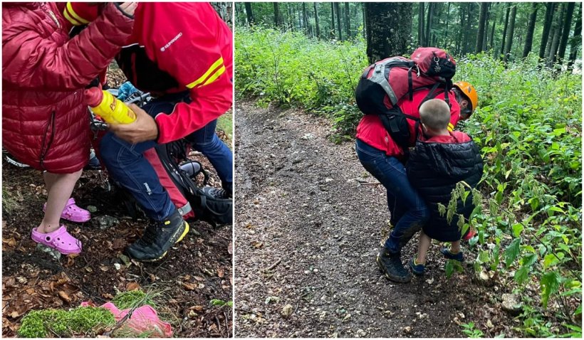 Doi copii, la un pas de şoc hipotermic, după ce au fost duşi de părinţii lor pe munte, în papuci, pe vijelie