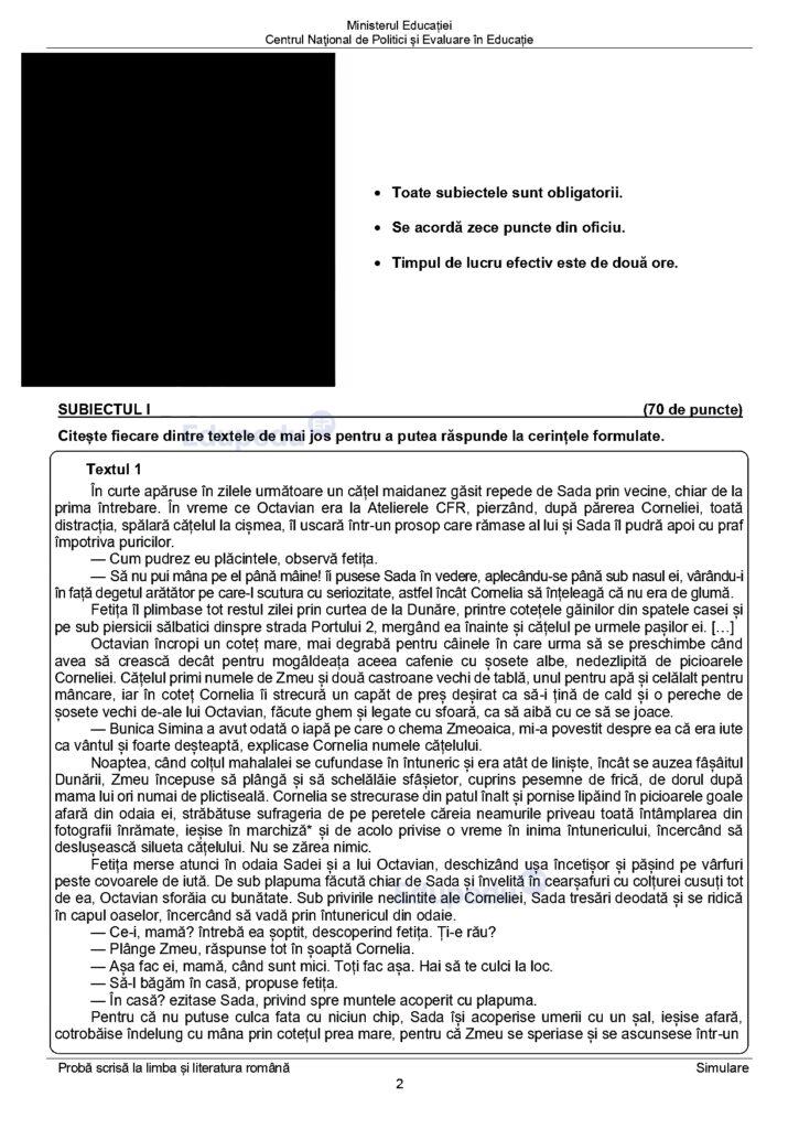 Galerie foto subiectele la limba rom n de la simulare evaluarea