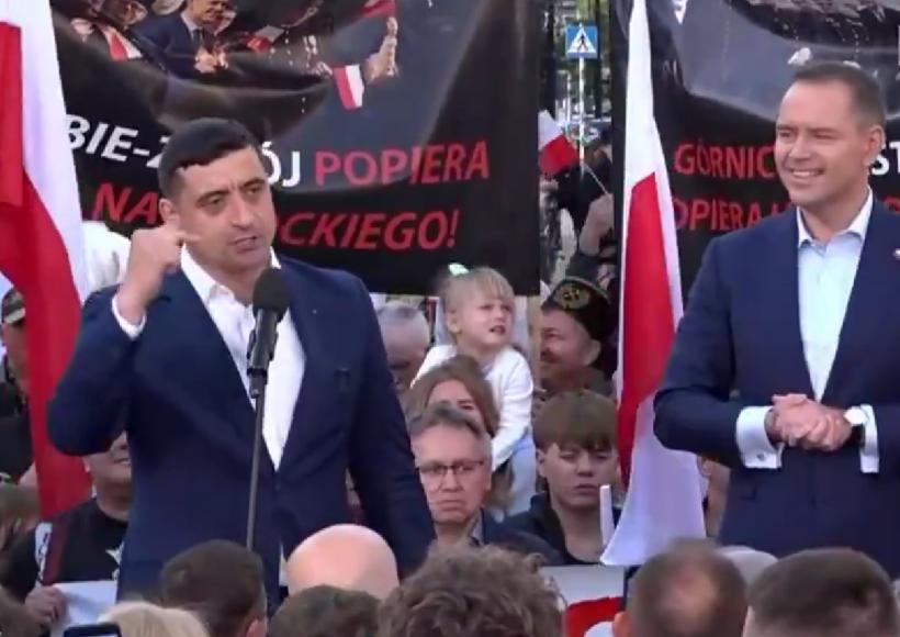 George Simion s-a dus în Polonia să se lupte cu neomarxiștii și Green Deal, la mitingul lui Karol Nawrocki