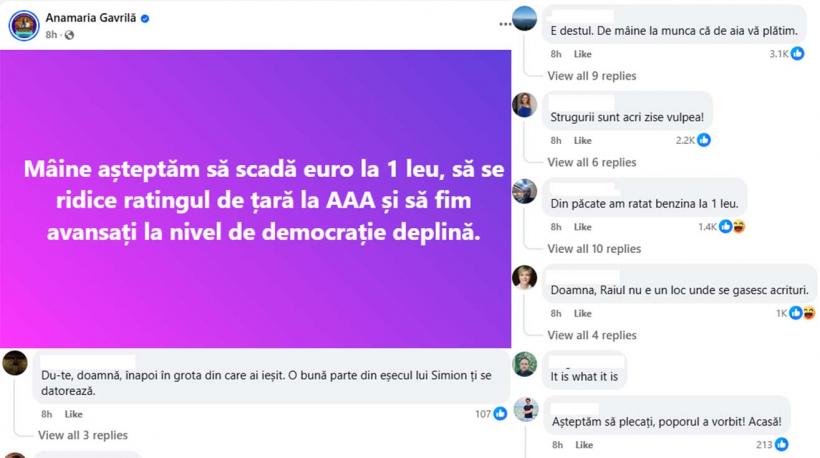 Anamaria Gavrilă, taxată de internauți pentru reacția ironică la victoria lui Nicușor Dan. "Vă urez un somNIC UȘOR!"