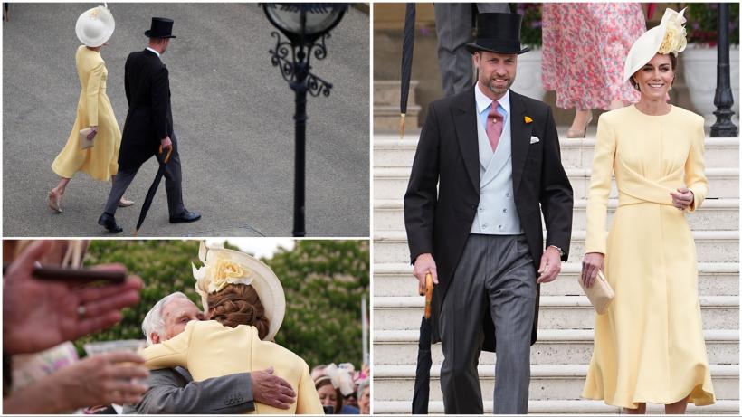 Kate și William, la petrecerea din grădina Palatului Buckingham, după 2 ani de absență. Pălăria prințesei a devenit sursă de zvonuri