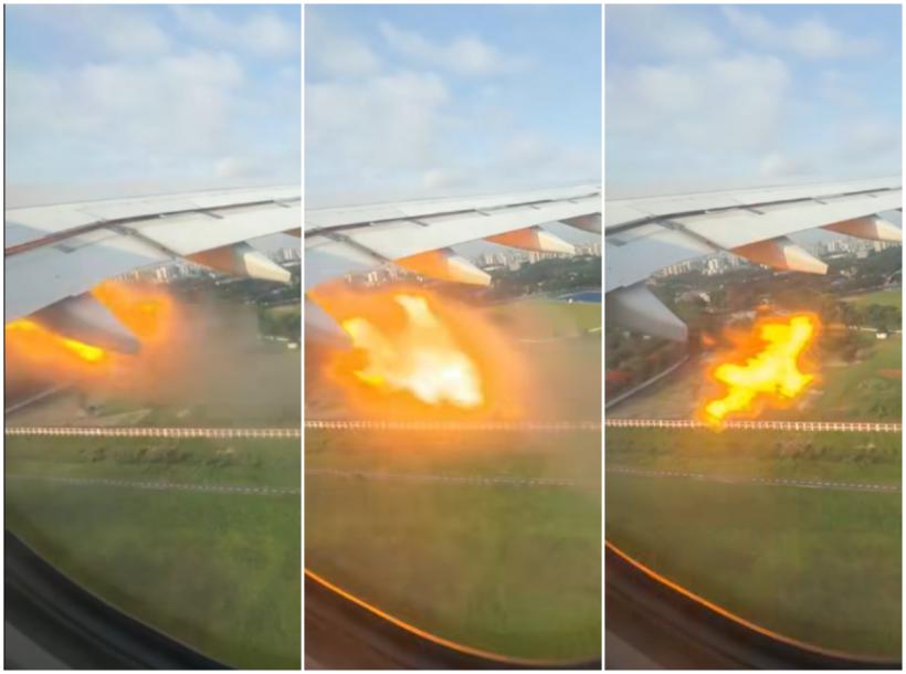 Panică la bordul unui avion Turkish Airlines. Momentul în care un motor ia foc imediat după decolare