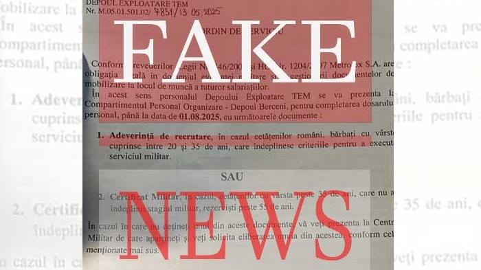 Avertisment de la MApN: Document intern Metrorex, folosit într-o nouă campanie de dezinformare despre mobilizarea rezerviștilor