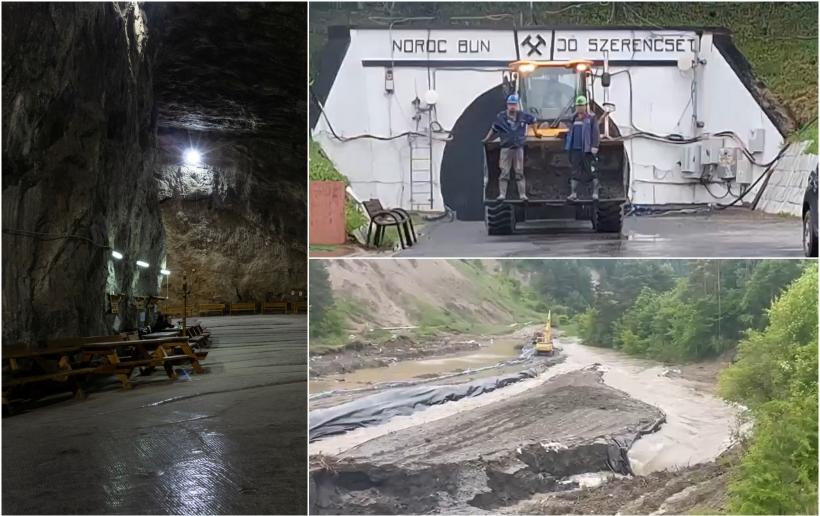 Risc de prăbușire la Salina Praid. Albia pârâului Corund s-a surpat, apa intră în salină. Utilajele au fost scoase din subteran