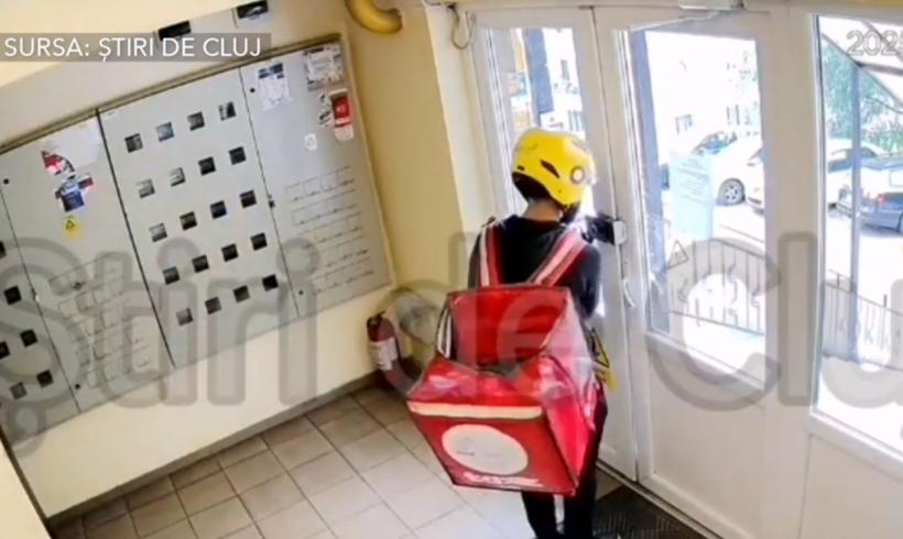 O femeie din Cluj și-a comandat mâncare, iar curierul i-a adus-o la bloc. Apoi s-a întâmplat ceva revoltător. Momentul a fost filmat