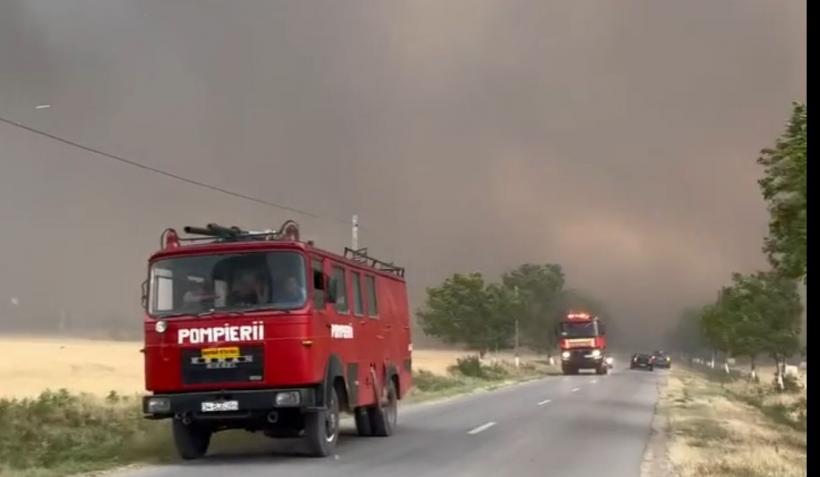 Imagini apocaliptice în Bihor. Un incendiu imens amenință drumul între două localități, alimentat de vântul ce suflă cu 90 km/h