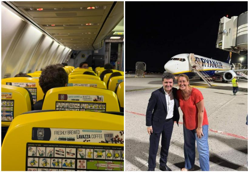 Imagini inedite cu Președintele Nicușor Dan într-un avion low-cost. Reacția pasagerei care l-a fotografiat