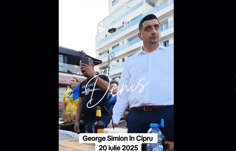 George Simion, filmat la bere, la o terasă în Cipru, în timpul protestelor din București. „E mai cald ca aici. Se mișcă greu oamenii”