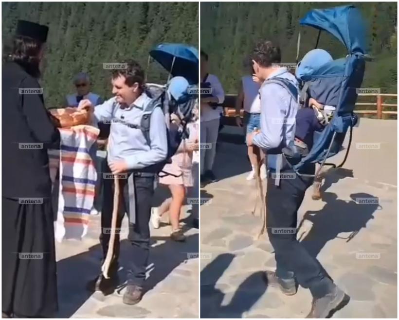Nicușor Dan, în pelerinaj la mănăstirea Arsenie Boca. Imagini cu momentul în care a fost primit de stareț