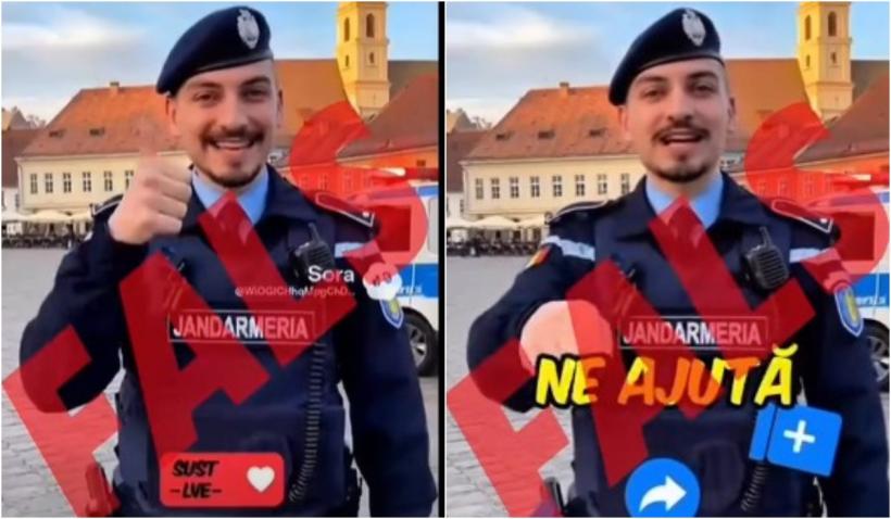 Videoclip fals generat de AI cu un jandarm care îl susține pe Călin Georgescu. Precizările Jandarmeriei