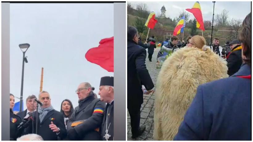 Călin Georgescu a venit la Alba Iulia cu un traficant condamnat. Șoșoacă s-a îmbrăcat cu blana de oaie