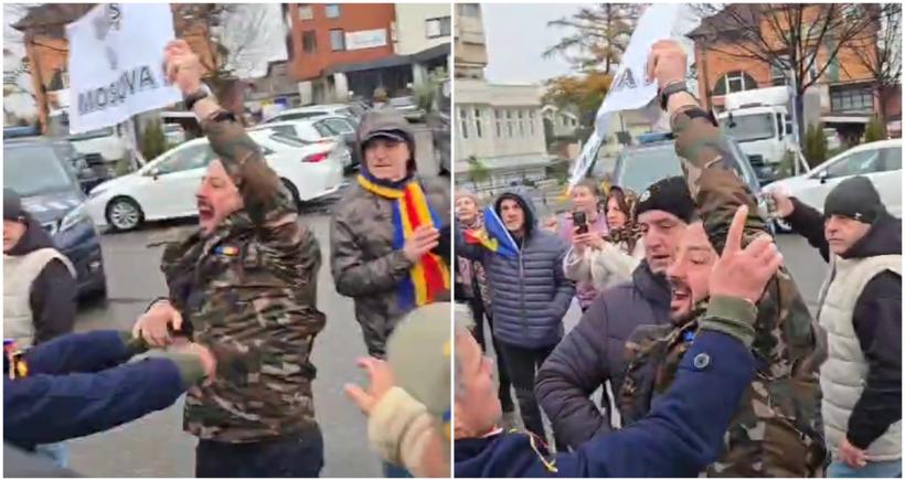 Incident la mitingul lui Călin Georgescu, la Alba Iulia. Bărbatul care i-a strigat "Marș la Moscova" acuză că a fost lovit și agresat