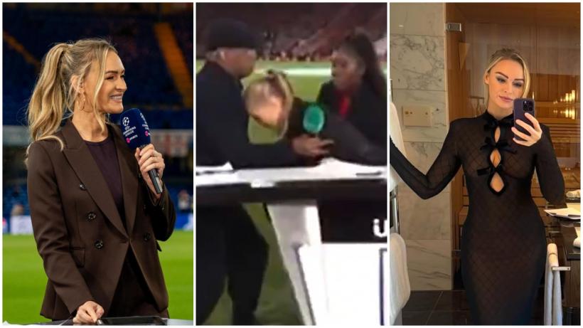 Momentul în care celebra prezentatoare Laura Woods leșină în direct, înaintea unui meci amical de fotbal