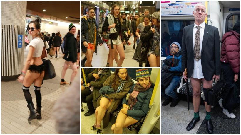 Londonezii au respectat o tradiție anuală și şi-au dat jos pantalonii la metrou. Un bărbat i-a acoperit ochii fiului: „N-ai ce să vezi”