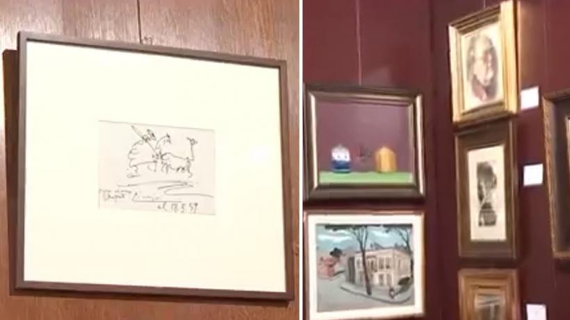 Imagini cu tablourile lui Darius Vâlcov. Aceste au fost scoase la licitaţie. Printre ele, şi un tablou de Picasso