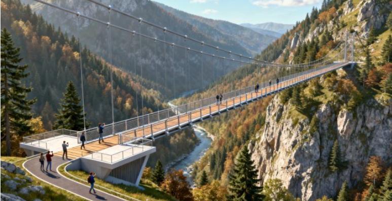 Locul din România unde se construiește cel mai înalt pod suspendat din Europa