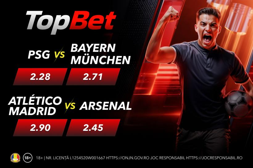 Cote pariuri Champions League - PSG vs Bayern și Atletico vs Arsenal