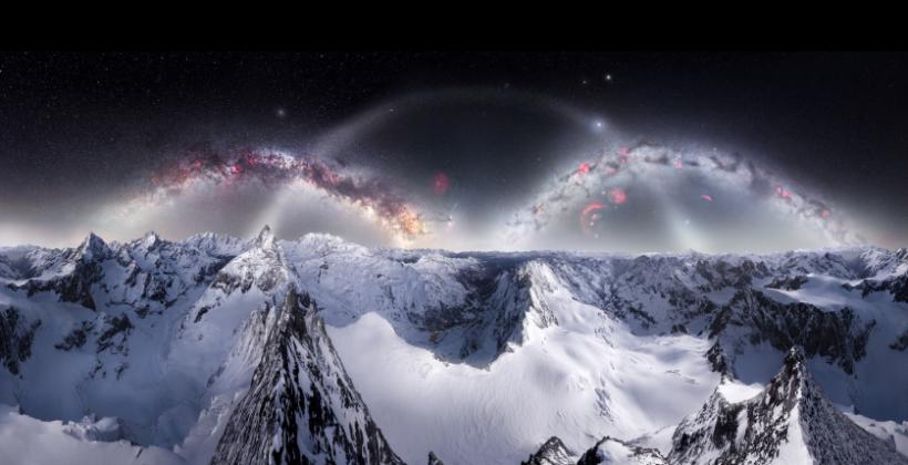 O noapte la minus 28 de grade, pe un vârf de 4.200 de metri, pentru a fotografia triplul arc al Căii Lactee. Imaginea e spectaculoasă