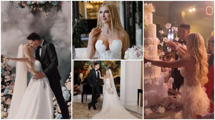 Primele imagini cu Andreea Bălan în rochie de mireasă. Artista și Victor Cornea s-au căsătorit religios