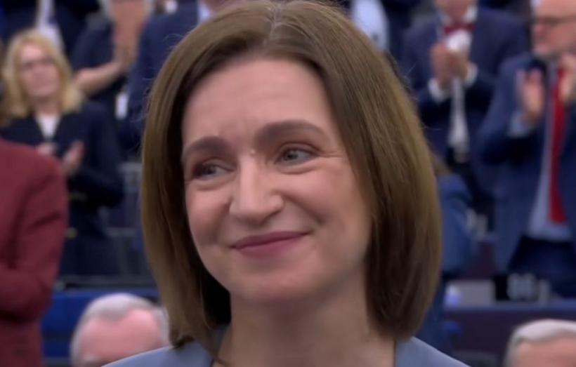 Maia Sandu, în lacrimi în Parlamentul European, după ce a primit Ordinul European de Merit: "Aparține oamenilor din Moldova”
