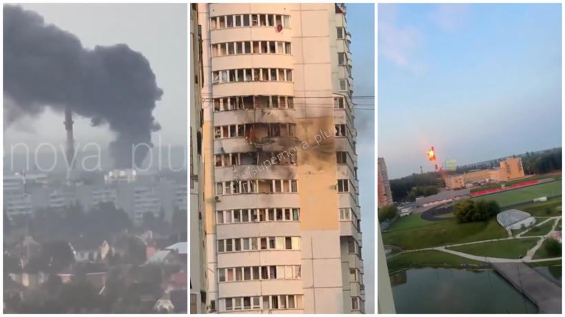 Ucraina a atacat din nou Rusia peste noapte. O fabrică de cauciuc și un depozit au luat foc. O dronă s-a prăbușit într-un bloc