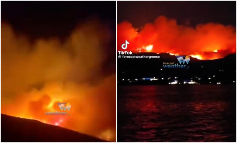 Flăcări uriașe pe una dintre cele mai cunoscute insule din Grecia. Au fost ordonate evacuări